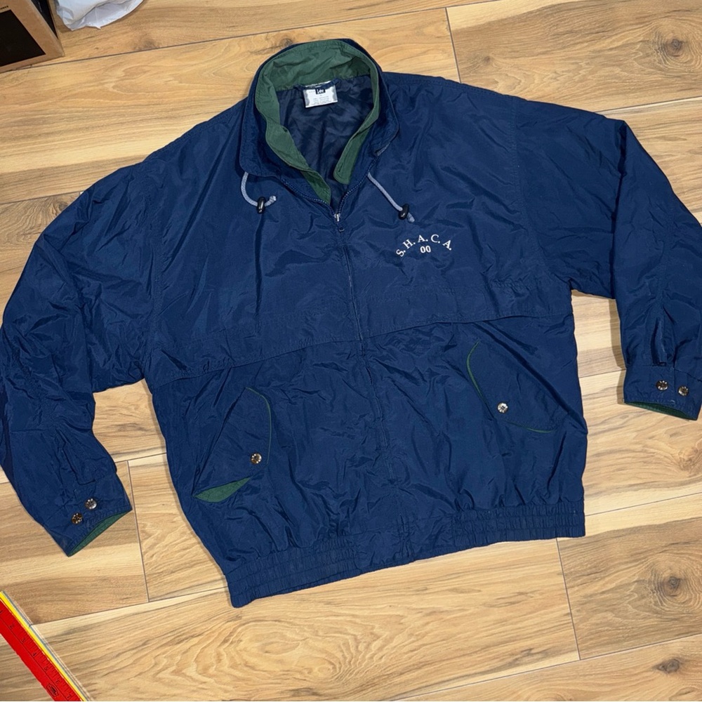 VTG 00’ Lee Nylon windbreaker 2 XL Blue Green Jacket golf outdoors anaork shell